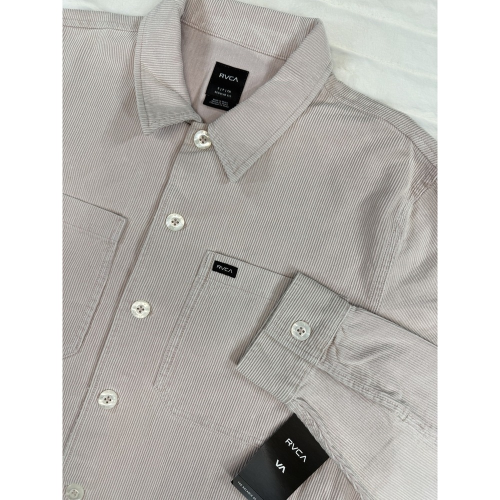 RVCA Americana Corduroy Overshirt Mens Small Pink Button Up Shirt Regular Fit